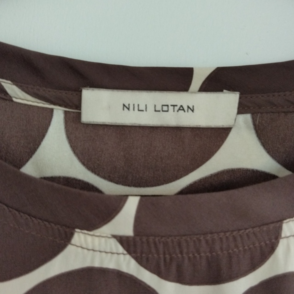 Nili Lotan Silk Chocolate Dot Shift Dress Size Small, Great Pre Loved Condition - Picture 2 of 4